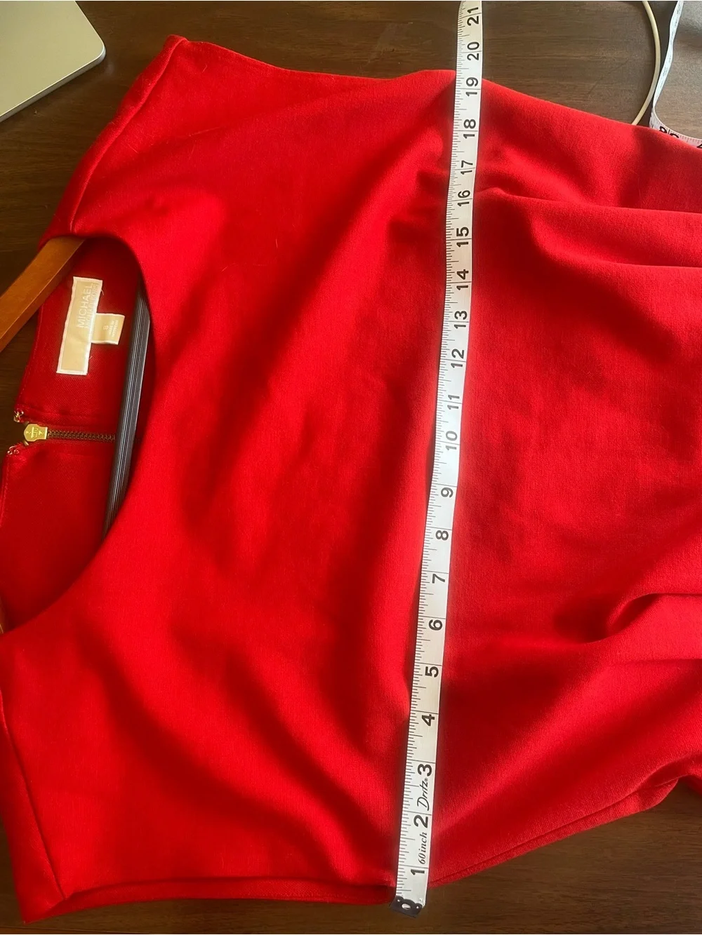 Michael Kors Red Mini Dress with Gold Zipper Details
